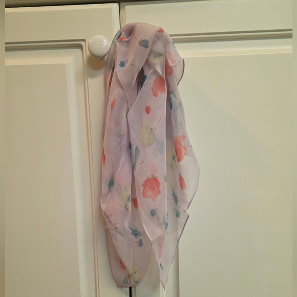 Anthropologie Lavender Floral Silk Neck Scarf - Picture 3 of 3